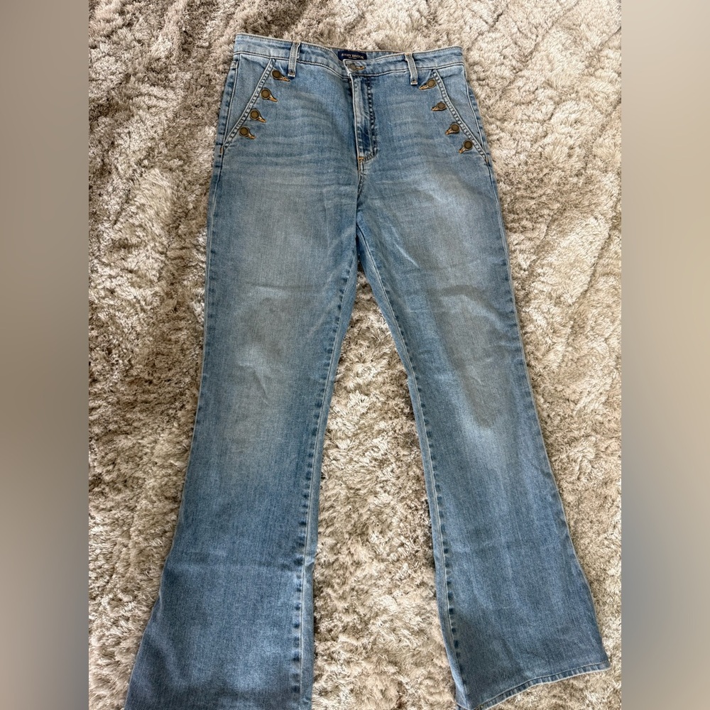 Ramy Brook Light Blue Flare Jeans with Button Trim 31 stretch preowned